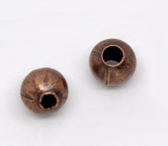 Picture of Iron Based Alloy Spacer Beads Ball Antique Copper About 4mm Dia, Hole:Approx 1.3mm, 500 PCs