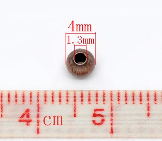 Picture of Iron Based Alloy Spacer Beads Ball Antique Copper About 4mm Dia, Hole:Approx 1.3mm, 500 PCs