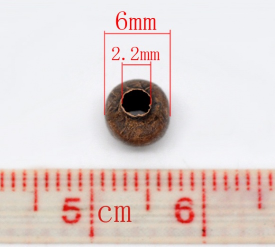 Picture of Iron Based Alloy Spacer Beads Ball Antique Copper About 6mm Dia, Hole:Approx 2.2mm, 200 PCs