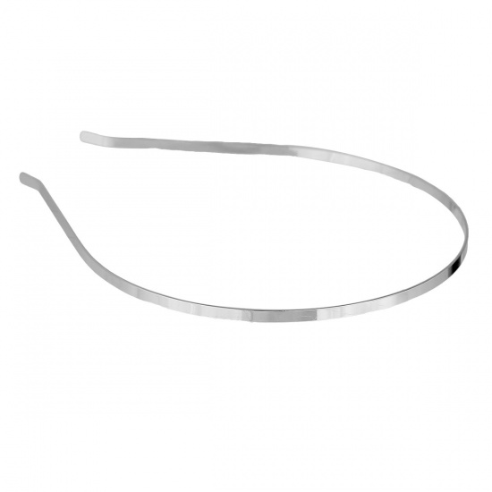 Picture of Iron Based Alloy Headband Hair Band Round Silver Tone 38cm x 0.4cm, 10 PCs