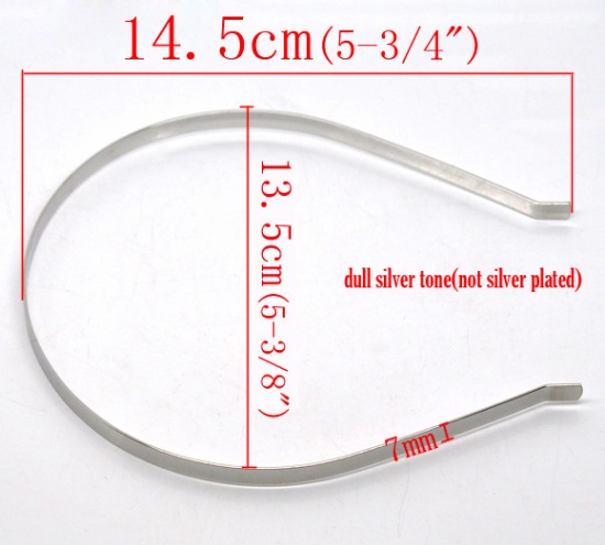 Picture of Iron Based Alloy Headband Hair Band Round Silver Tone 38cm x 0.6cm, 10 PCs