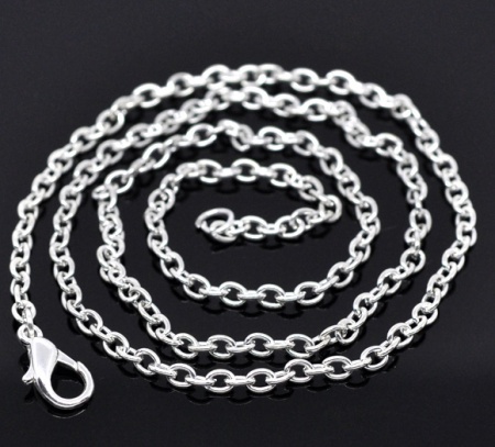 Lega di Zinco + Lega Collana Argento Placcato Cavo Catena lunghezza:45.6cm Dimensione della Catena: 3.5x2.5mm(1/8"x1/8"), 12 Pz