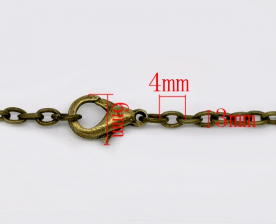 Picture of Link Cable Chain Necklace Antique Bronze 50.9cm(20") long, Chain Size: 4x3mm(1/8"x1/8"), 12 PCs