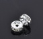 Immagine di Ottone + Strass Separatori Perline Tondo Argento Placcato Modello Disegno Bianco Strass Circa 8mm Dia, Foro:Circa 1.3mm, 50 Pz