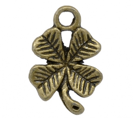 Antique Bronze Clover Charm Pendants 15x11mm, sold per packet of 100