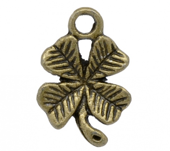 Picture of Antique Bronze Clover Charm Pendants 15x11mm, sold per packet of 100