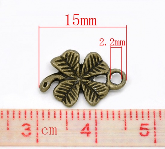 Picture of Antique Bronze Clover Charm Pendants 15x11mm, sold per packet of 100