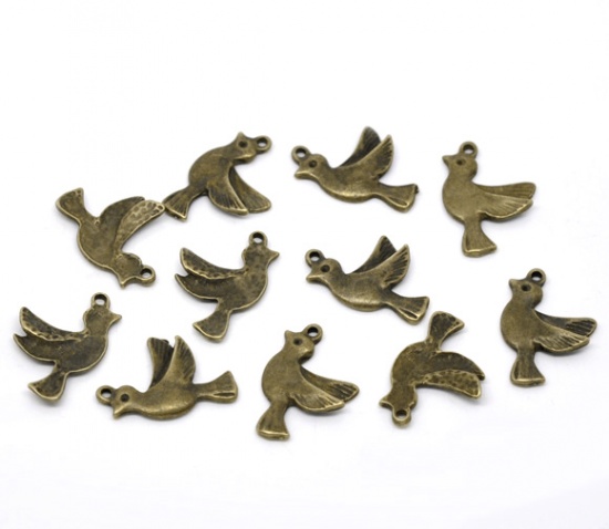 Bild von Antik Bronze Vogel Anhänger 22x15mm.Verkauft eine Packung mit 50