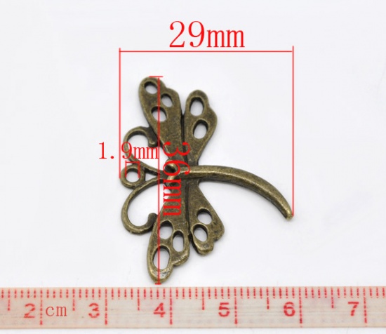 Picture of Zinc Based Alloy Pendants Dragonfly Animal 36mm(1 3/8") x 29mm(1 1/8"), 20 PCs