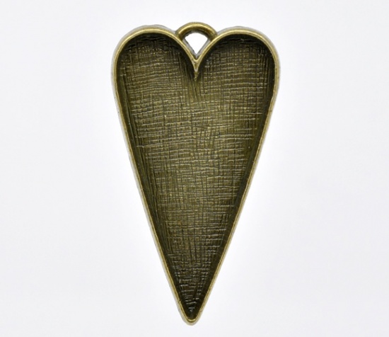 Image de Pendentif en Alliage de Zinc Cœur Bronze Antique 5.3cm x 3cm, 5 PCs