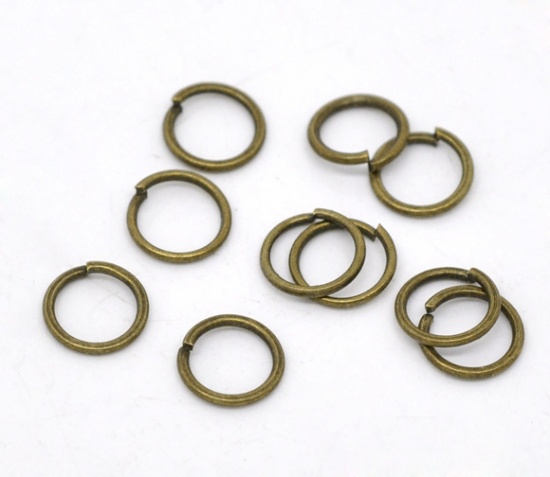 Picture of 0.7mm Iron Based Alloy Open Jump Rings Findings Round Antique Bronze 6mm Dia, 1000 PCs