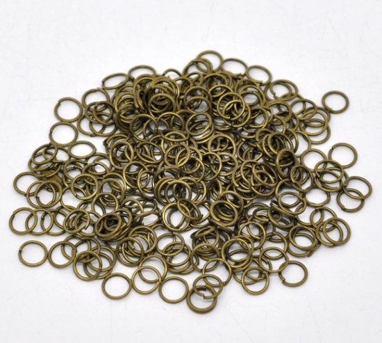 Picture of 0.7mm Iron Based Alloy Open Jump Rings Findings Round Antique Bronze 6mm Dia, 1000 PCs