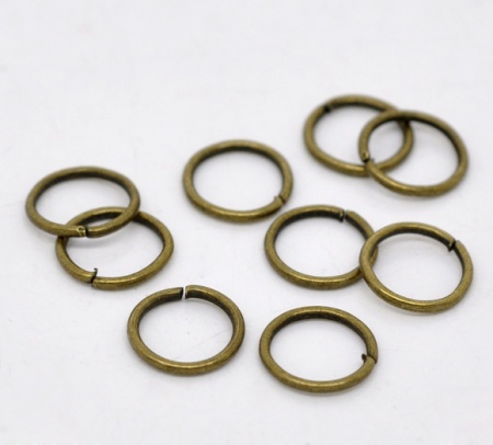 1mm Iron Based Alloy Open Jump Rings Findings Round Antique Bronze 9mm Dia, 500 PCs