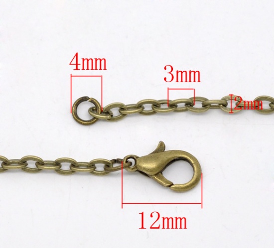 Picture of Link Cable Chain Necklace Antique Bronze 45.6cm(18") long, Chain Size: 3x2mm(1/8"x1/8"), 12 PCs