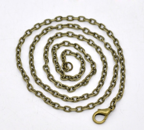 Picture of Link Cable Chain Necklace Antique Bronze 50.9cm(20") long, Chain Size: 4x3mm(1/8"x1/8"), 12 PCs