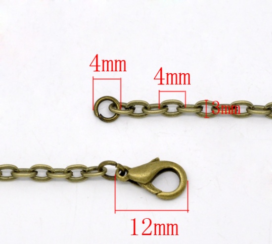 Picture of Link Cable Chain Necklace Antique Bronze 50.9cm(20") long, Chain Size: 4x3mm(1/8"x1/8"), 12 PCs