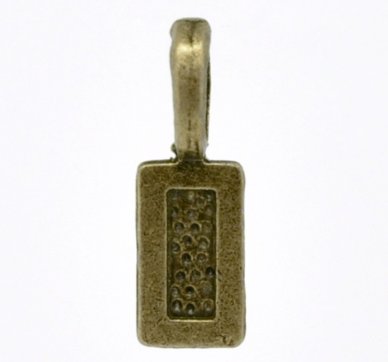Picture of Zinc Based Alloy Glue On Bails Rectangle Antique Bronze Spot Carved 21mm x 7mm, 50 PCs