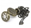 Picture of Vintage Antique Bronze Necklace Chain Quartz Pocket Watch Battery Included 85cm (33-1/2"), sold per packet of 1