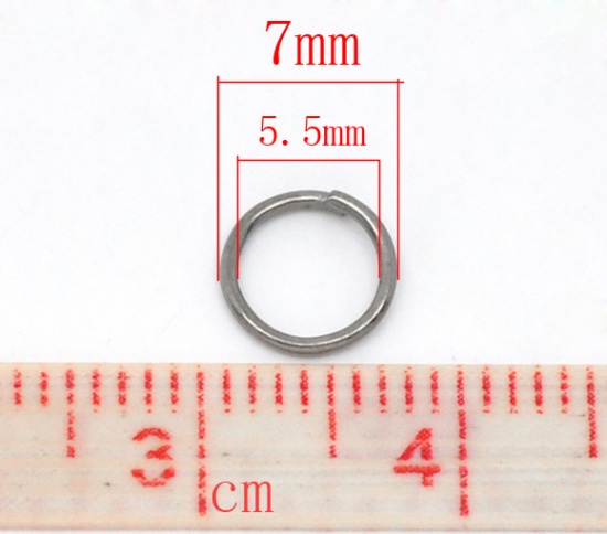 Immagine di 0.7mm Lega di Ferro Aperto Stile Anello di Salto Tondo Pistola Nera 7mm Dia, 1000 Pz