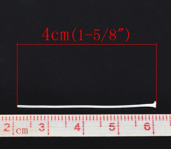 Immagine di Lega di Ferro SpilloSpilli Argento Placcato lunghezza Dritto:4cm 0.7mm (misura), 300 Pz