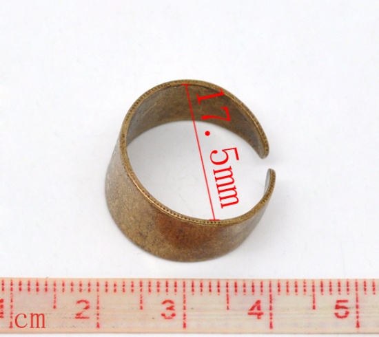 Picture of Zinc Based Alloy Unadjustable Rings Round Antique Copper 17.5mm( 6/8") (US Size 7), 10 PCs