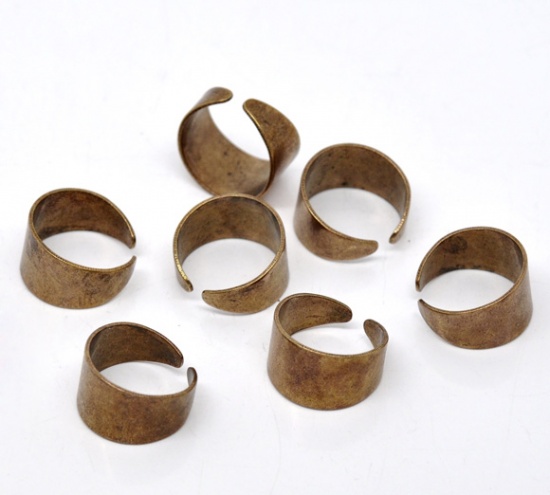 Picture of Zinc Based Alloy Unadjustable Rings Round Antique Copper 17.5mm( 6/8") (US Size 7), 10 PCs