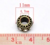 Picture of Zinc Metal Alloy European Style Large Hole Charm Beads Round Antique Bronze Clear Rhinestone About 11mm x 5.8mm, Hole: Approx 4.7mm, 10 PCs