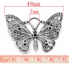 Picture of Antique Silver Butterfly Charm Pendants 48x36mm(Can Hold Rhinestone), sold per packet of 10