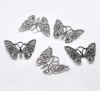 Picture of Antique Silver Butterfly Charm Pendants 48x36mm(Can Hold Rhinestone), sold per packet of 10