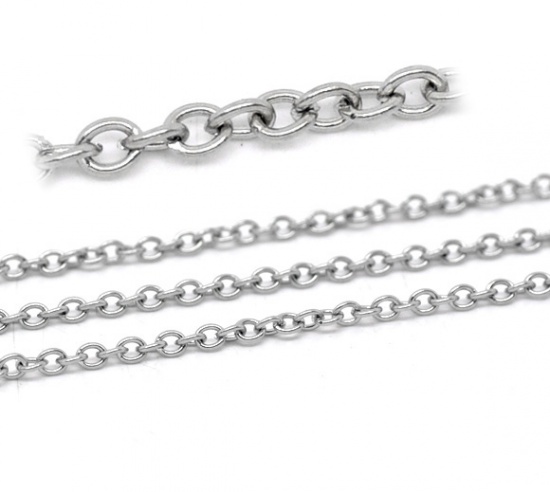 Picture of 304 Stainless Steel Link Cable Chain Findings Silver Tone 3x2.5mm(1/8"x1/8"), 5 M