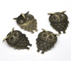 Image de Pendentifs en Alliage de Zinc Hibou Halloween Bronze Antique (Strass Adapté: ss7) 47mm x 35mm, 5 Pcs