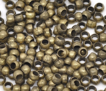 Messing Quetschperlen Rund Bronzefarbe Loch: ca 2mm 3.5mm x 1.8mm 500 Stück