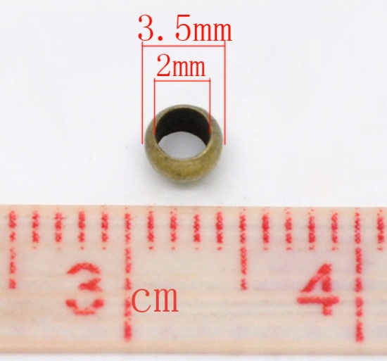 真鍮 つぶし玉 円形 真鍮古美 穴： 2mm、 3.5mm x 1.8mm、 500 個 の画像