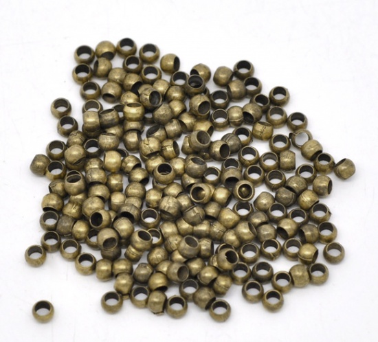 真鍮 つぶし玉 円形 真鍮古美 穴： 2mm、 3.5mm x 1.8mm、 500 個 の画像