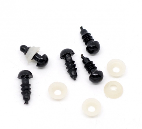 Picture of Plastic Toy Doll Making Craft Eyes Black 13x6mm( 4/8" x 2/8") 8x3mm( 3/8" x 1/8"), 500 Sets