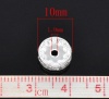 Picture of Copper Rondelle Spacer Beads Round Silver Plated Clear Rhinestone About 10mm( 3/8") Dia, Hole:Approx 1.9mm, 50 PCs