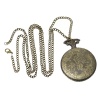 Picture of Vintage Antique Bronze Necklace Tawny Glass Quartz Pocket Watch (Battery Included) 90cm(35 3/8") long, 1 PCs