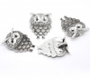 Picture of Zinc Based Alloy Halloween Pendants Owl Animal Antique Silver 47x35mm(Can Hold ss7 Rhinestone) 47mm(1 7/8") x 35mm(1 3/8"), 5 PCs