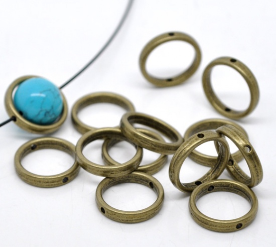 Picture of Antique Bronze Circle Bead Frames(Fits 14mm Bead) 18mm, sold per packet of 30