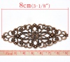 Picture of Filigree Stamping Embellishments Findings Oval Antique Copper Flower Hollow Pattern 8cm(3 1/8") x 3.5cm(1 3/8"), 30 PCs