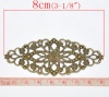 Image de Cabochons d'Embellissement Estampe en Filigrane Creux en Alliage de Zinc Ovale Fleurs Bronze Antique 8cm x 3.5cm, 30 Pcs