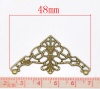 Picture of Filigree Stamping Embellishments Findings Triangle Antique Bronze Flower Hollow Pattern 48mm(1 7/8") x 26mm(1"), 50 PCs