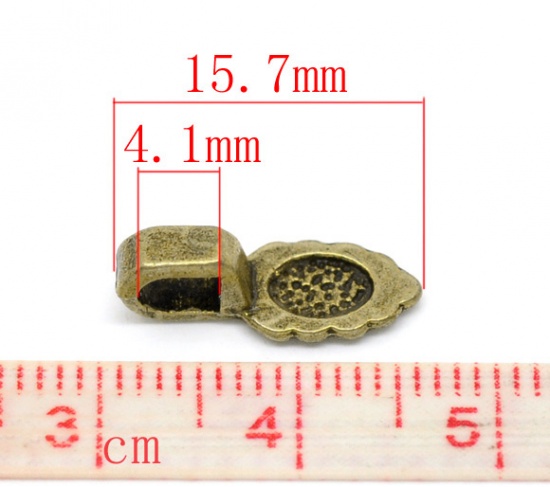 Picture of Zinc Based Alloy Glue On Bails Leaf Antique Bronze Spot Carved 15.7mm x 5.9mm, 50 PCs