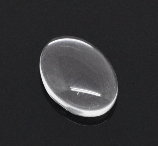 Picture of Transparent Glass Dome Seals Cabochons Oval Flatback Clear 14mm( 4/8") x 10mm( 3/8"), 100 PCs