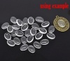 Picture of Transparent Glass Dome Seals Cabochons Oval Flatback Clear 14mm( 4/8") x 10mm( 3/8"), 100 PCs