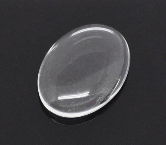 Picture of Transparent Glass Dome Seals Cabochons Oval Flatback Clear 18mm( 6/8") x 13mm( 4/8"), 50 PCs