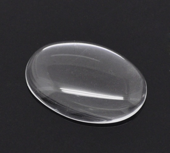 Immagine di Vetro Cupola CabochonCabochon per Abbellimento Ovale Flatback Clear Trasparente Nulla Disegno 25.0mm x 18.0mm, 30 Pz