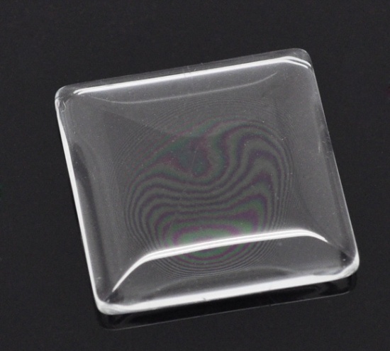 Imagen de Accesorios adornos Vidrio de Square Cabochones de CristalTransparente Diámetro:25.0mm x 25.0mm, 10 Unidades