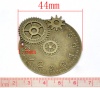 Picture of Zinc Based Alloy Steampunk Pendants Clock Antique Bronze Gear Carved 4.9cm(1 7/8") x 4.4cm(1 6/8"), 5 PCs