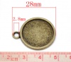 Immagine di Lega di Zinco Charm Ciondoli Tondo Tono del Bronzo Basi per Cabochon Addetti 20mm 28mm x 24mm, 20 Pz